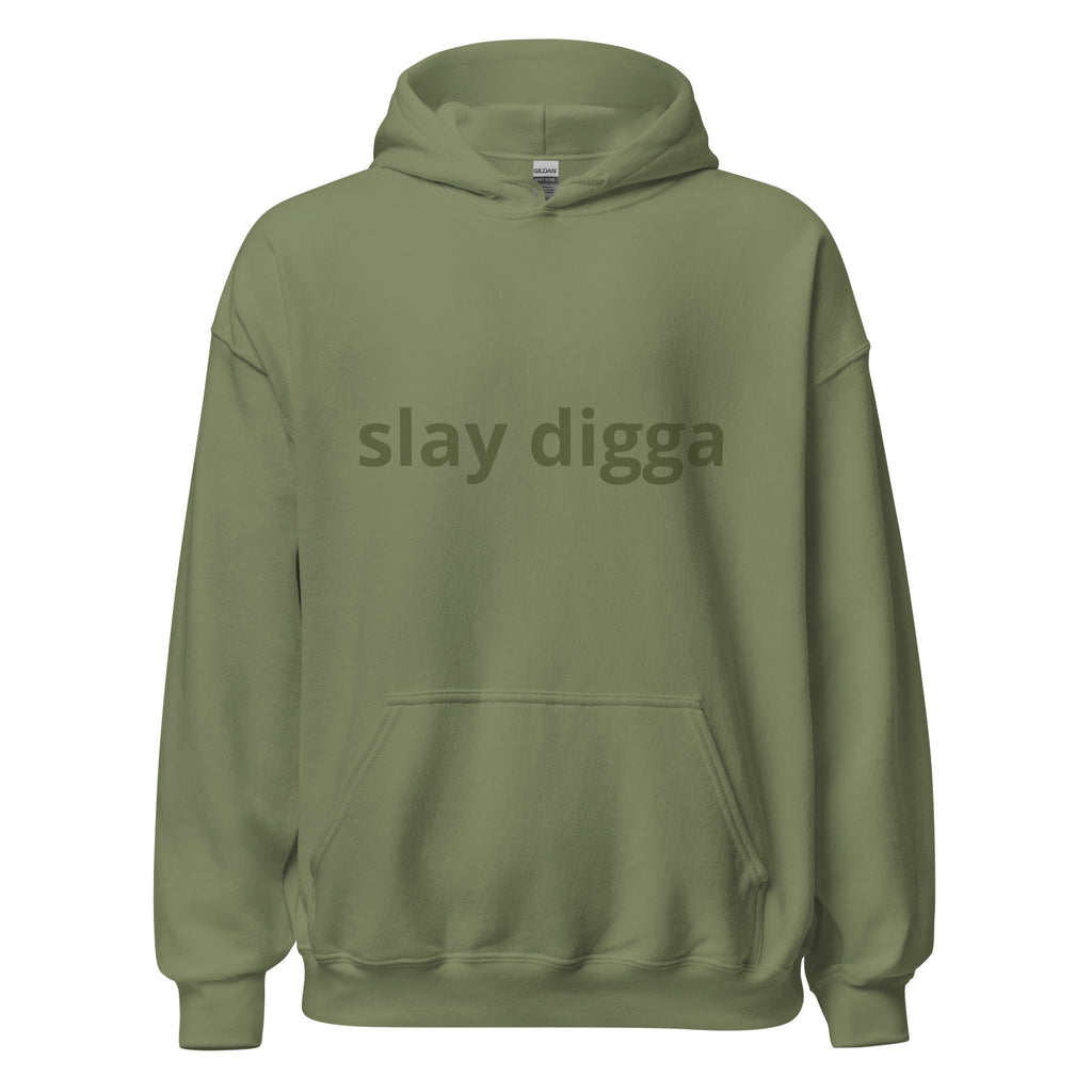 Bild 1: Hoodie 'Slay Digga' in Grün – Unisex, Das CRAZY-Produktgruppe, 50% Baumwolle, Größen S-5XL. Kuschelweich & stylisch. Tolles Geschenk für Teens. Jetzt bei KCCMShop.de 