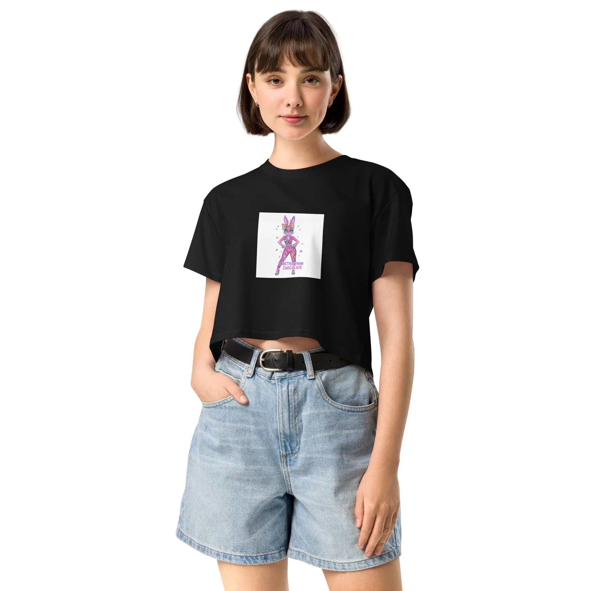 Bild 3: Crop-Top aus weicher 100% Baumwolle – lockere Passform, kurze Länge, perfekt für Frühling & Sommer. Tolles Geschenk für Damen. Rückseite. Jetzt bei KCCMShop.de bestellen!