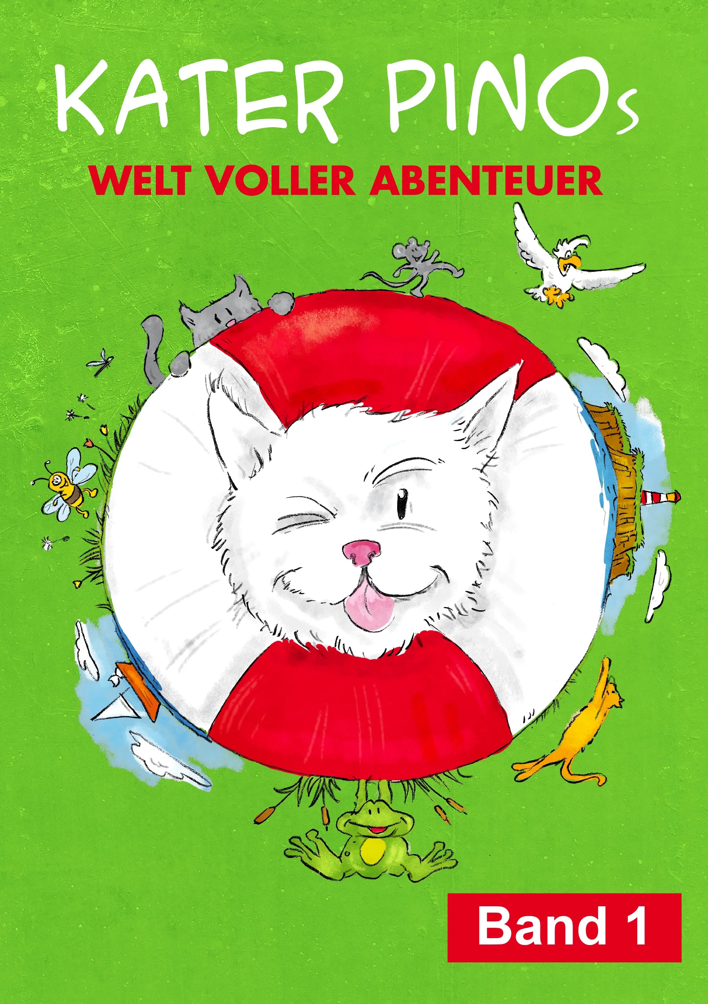  „Kinderbuch Kater Pinos Welt voller Abenteuervolle Band 1 – buntes Kinderbuch Cover"