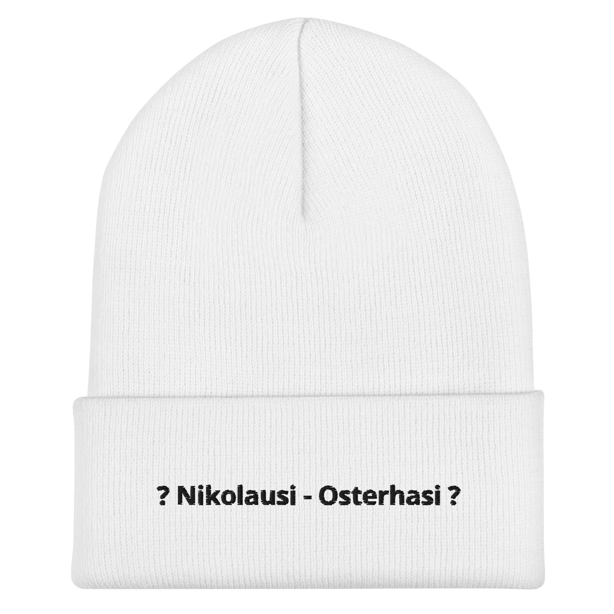 Mütze Weiß - Es ist kalt draußen, Baby - Nikolausi Osterhasi - witzige weiße Mütze, das richtige Geschenk für lustige Leute, die ganze Familie, Freunde und Gruppen. Jetzt bestellen KCCMShop.de!