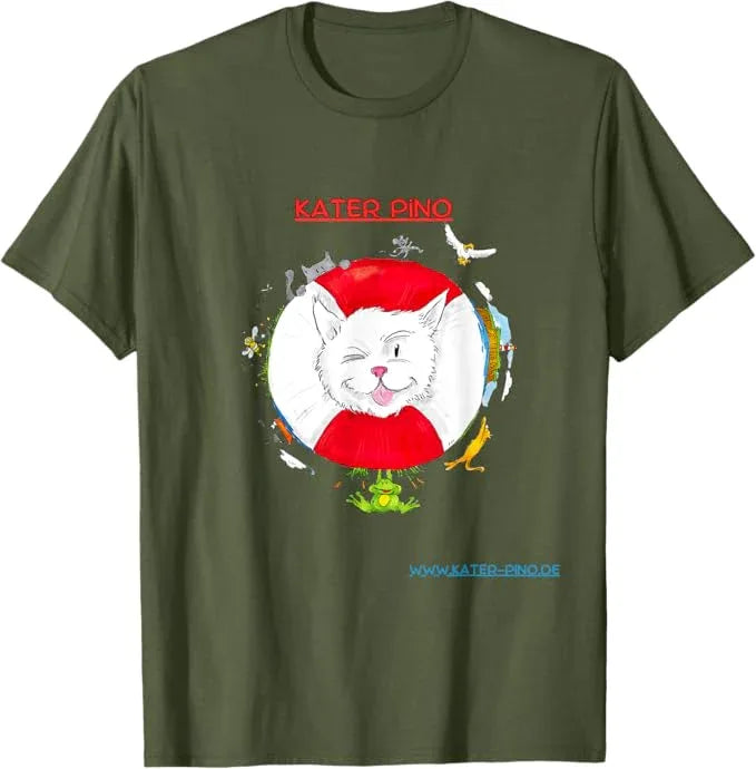 T-Shirt Kater Pino Weltreise – Titelfigur aus Kinderbuch Kater Pinos Welt voller Abenteuer