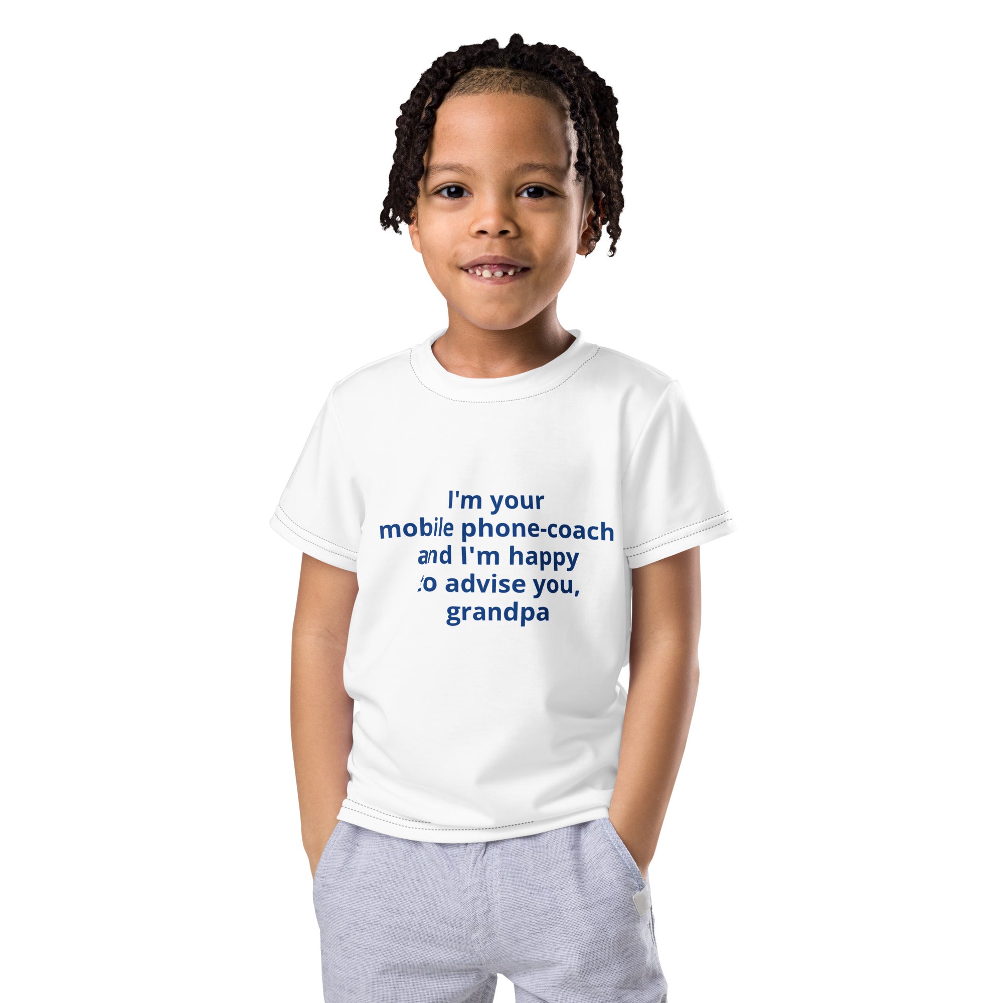T-Shirt Kinder - I'm your mobile phone coach - lustiger Spruch. Bequem, farbenfroh, Größen 2T-7. Geschenk für Kinder. Jetzt bei KCCMShop.de bestellen!