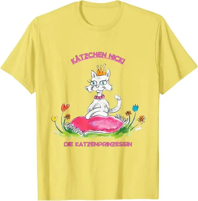 T-Shirt Nicki die Katzenprinzessin – Titelfigur aus Kinderbuch Kater Pinos Welt voller Abenteuer