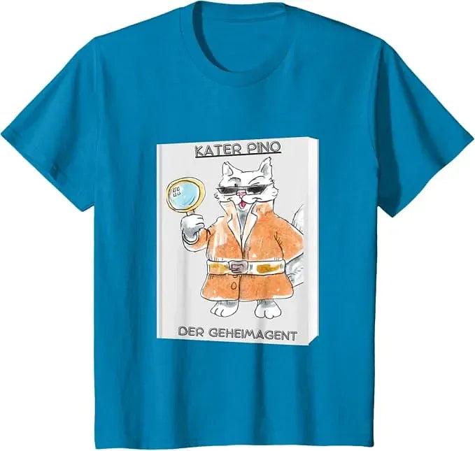 T-Shirt Pino der Geheimagent – Titelfigur aus Kinderbuch Kater Pinos Welt voller Abenteuer