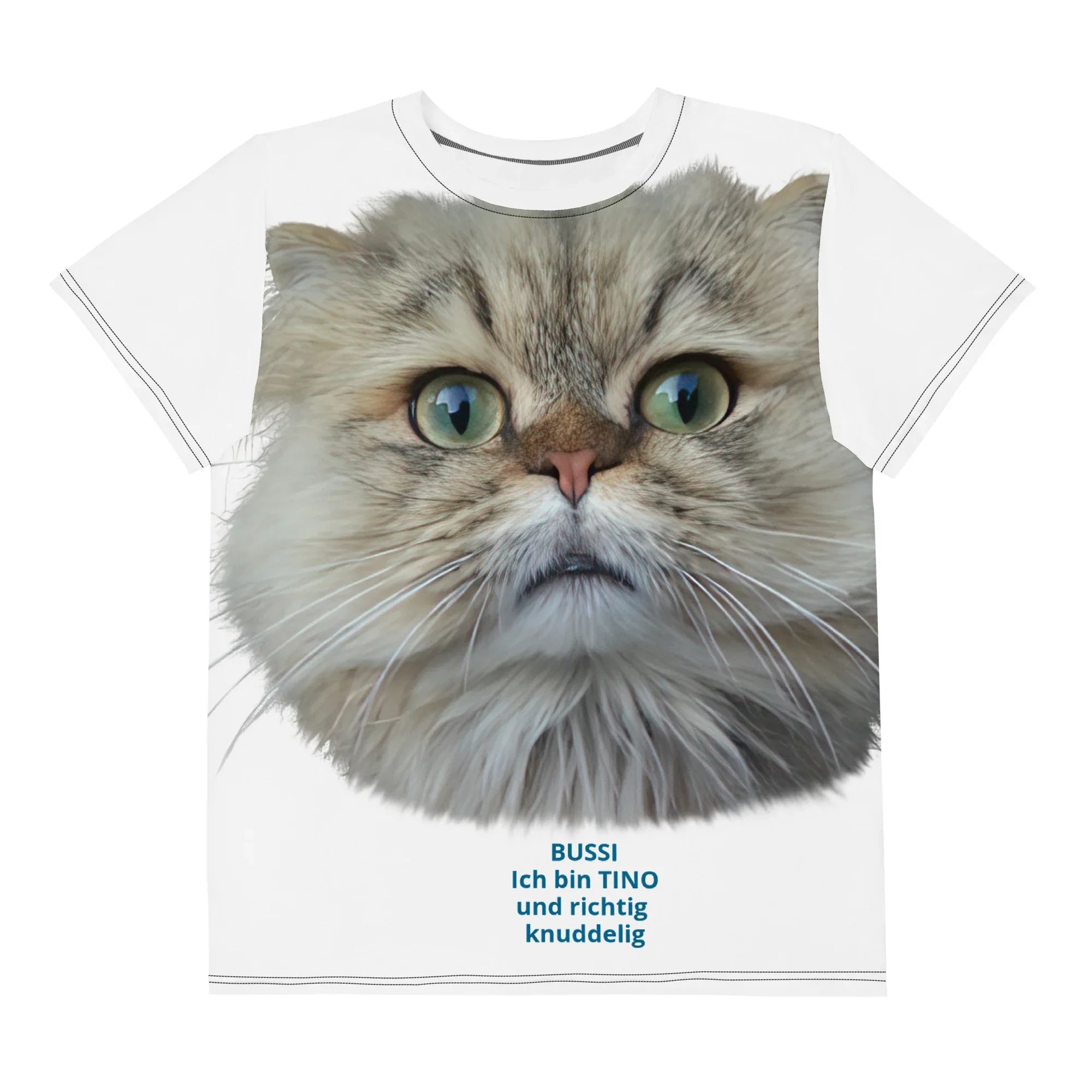 T-Shirt Rundhalsausschnitt - Kater Tino - Titelfigur aus Kinderbuch Kater Pinos Welt | KCCMShop.de