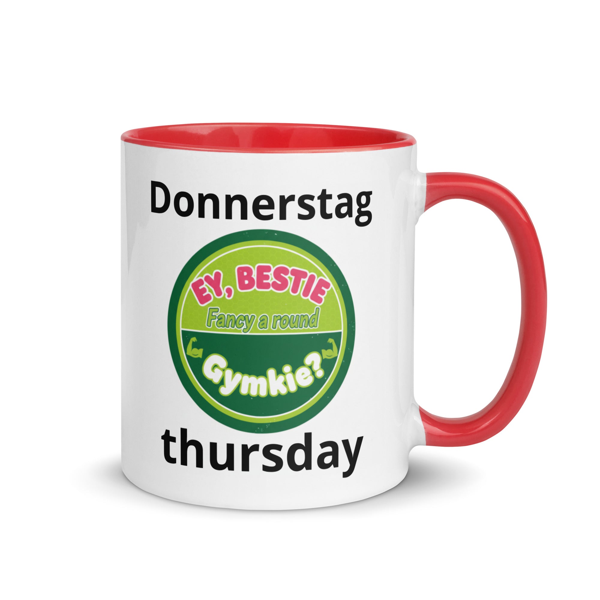 Tasse Donnerstag - EY, BESTIE - Das CRAZY-Produktgruppe mit farbiger Innenseite. Jugendwort-Geschenk für Familie & Freunde. Jetzt bei KCCMShop.de
